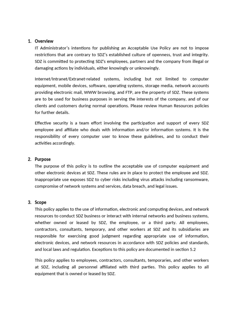 Acceptable Use Policy | PDF | Email Spam | Computer Security