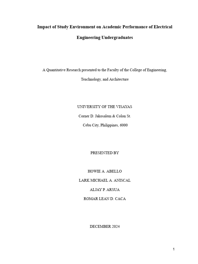 Study Environment's Impact on Engineering Students | PDF | Survey ...