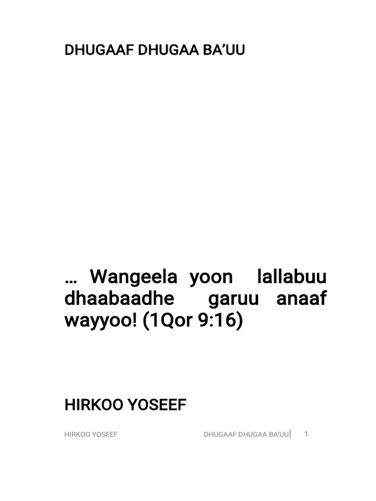 DHUGAAF DHUGAA BA'UU (Final | PDF