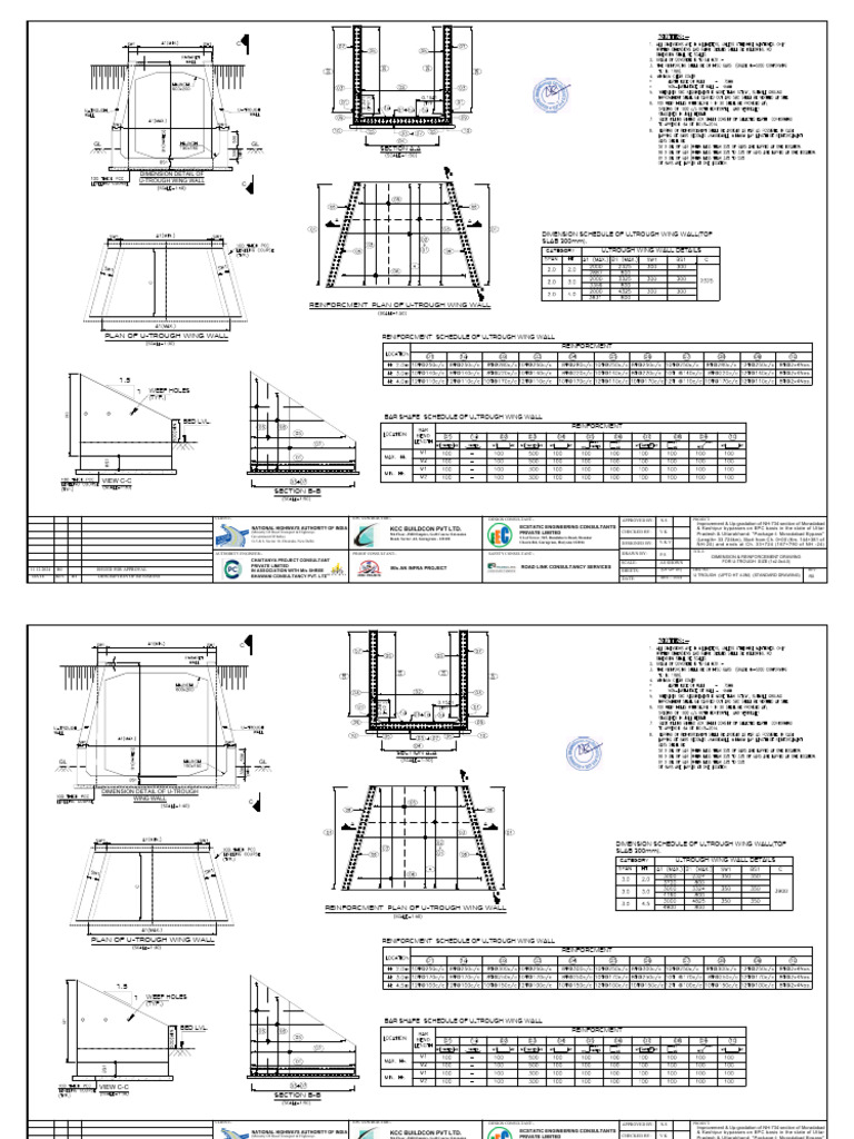 U-Trough Wing Wall Design Details | PDF | Transport Infrastructure | Road