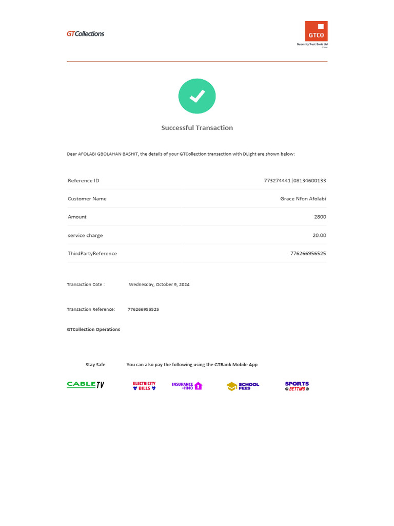 GTCollection Transaction Confirmation | PDF