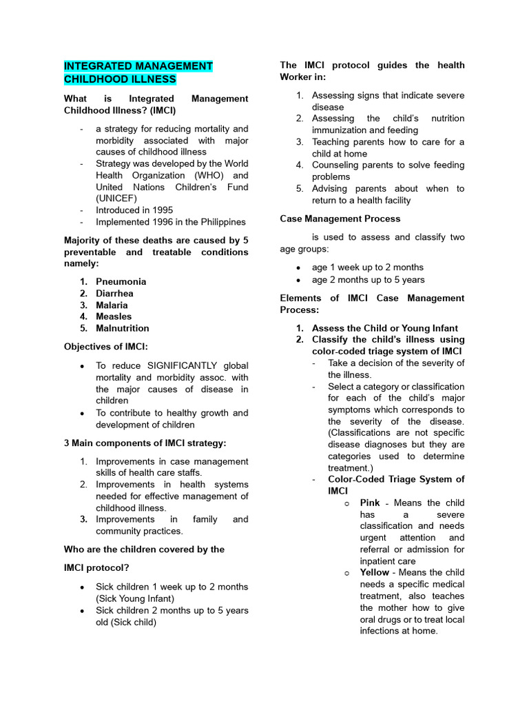 Integrated Management of Childhood Illness | PDF | Childbirth ...