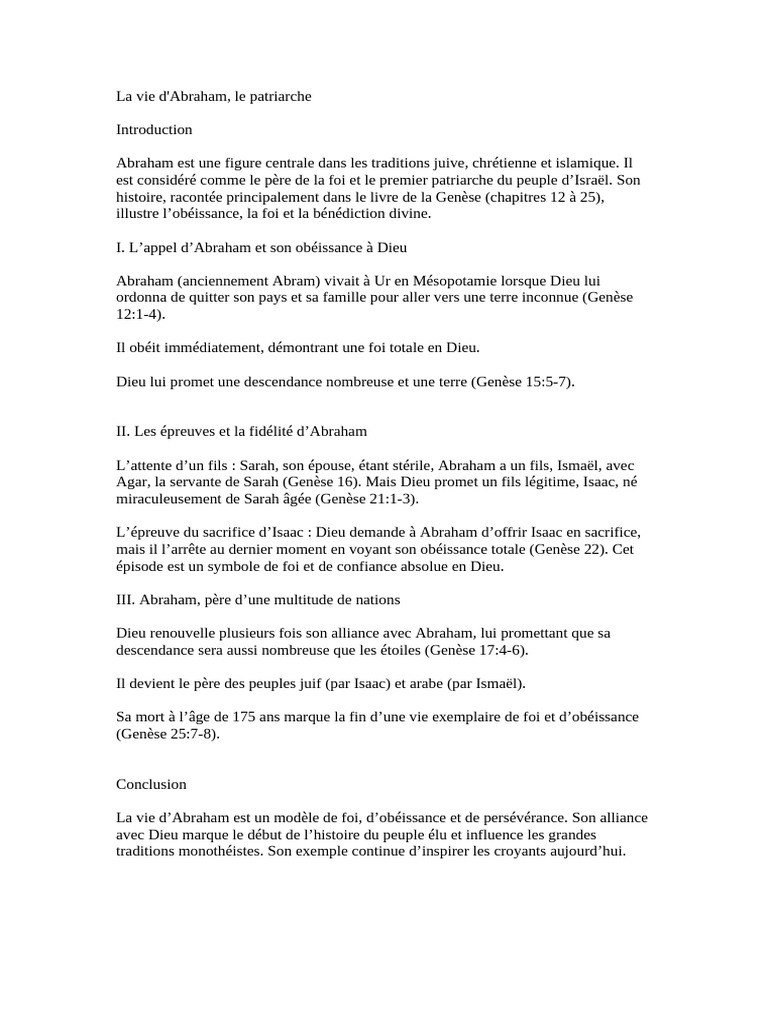 La vie d'Abraham, patriarche de foi | PDF