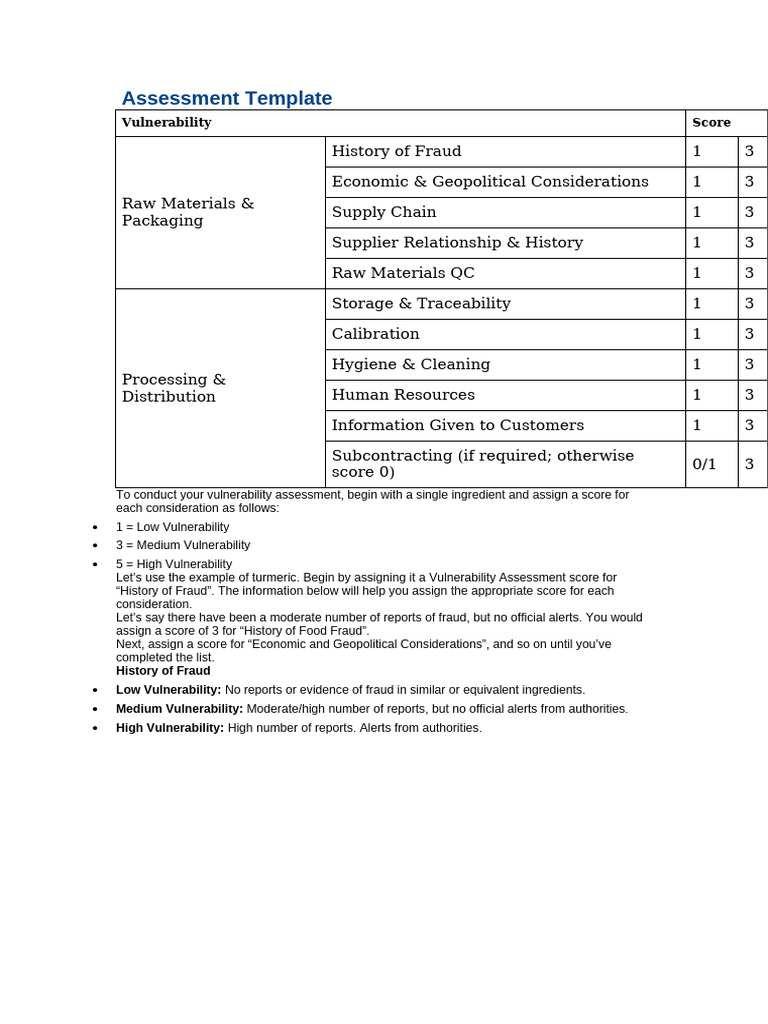 Assessment Template | PDF