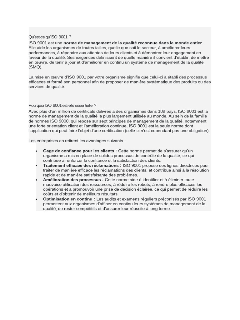 Comprendre ISO 9001:2015 et ses enjeux | PDF | Management de la qualité ...
