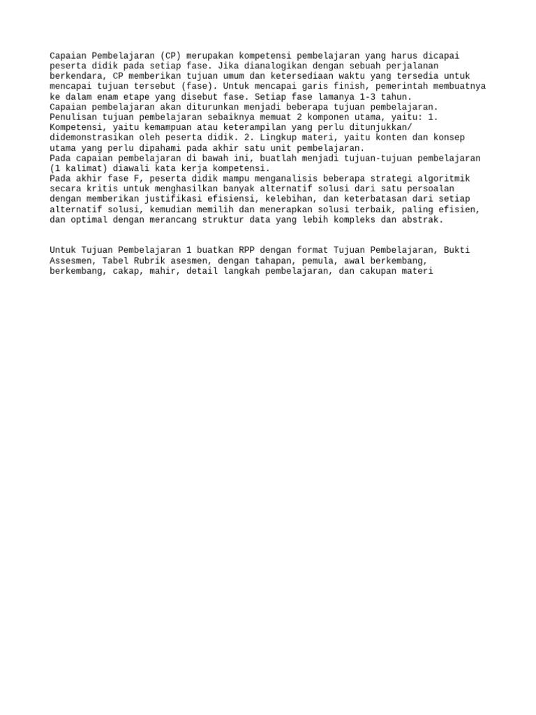Capaian Pembelajaran dan Tujuan RPP | PDF