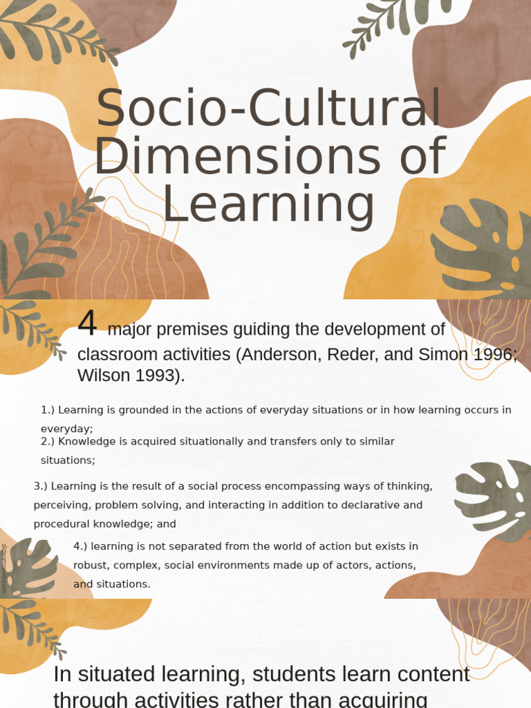 Socio-Cultural Learning Dimensions | PDF | Learning | Intelligence