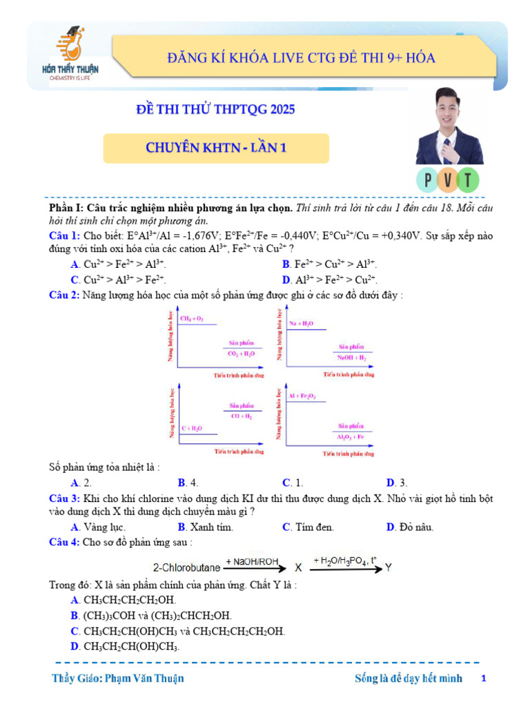 Đề chuyên KHTN lần 1 | PDF