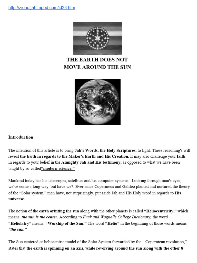 The Earth Does Not Move Around The Sun | PDF | Heliocentrism