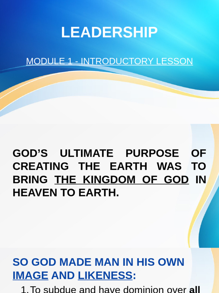 God's Purpose for Leadership and Dominion | PDF | Salvation | Paradise