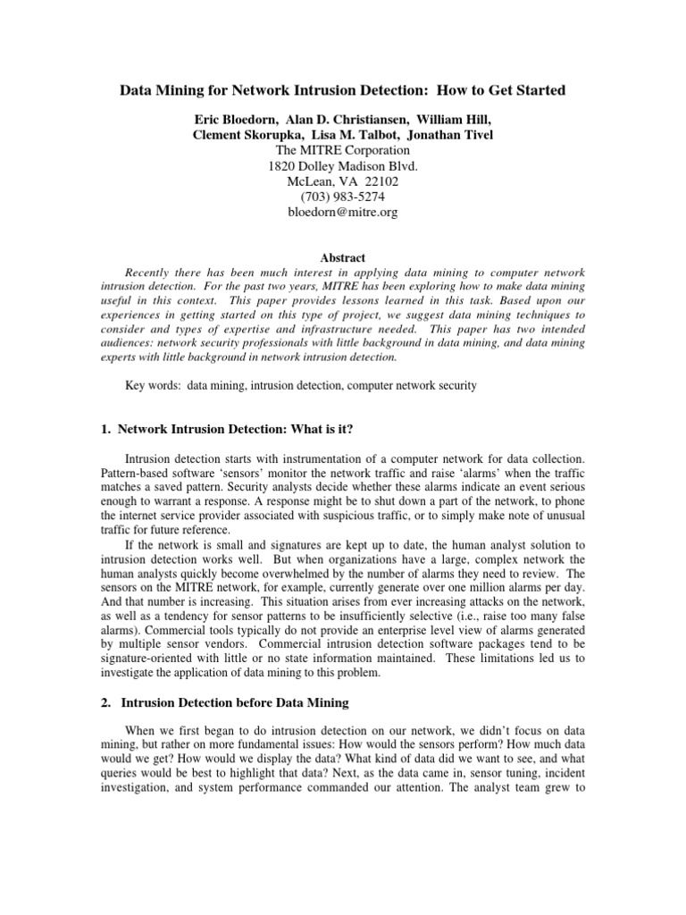 Data Mining for Intrusion Detection Guide | PDF | Computers