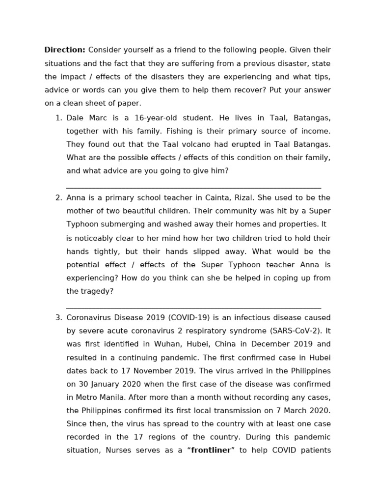 Activity On Disaster & Its Effects | PDF