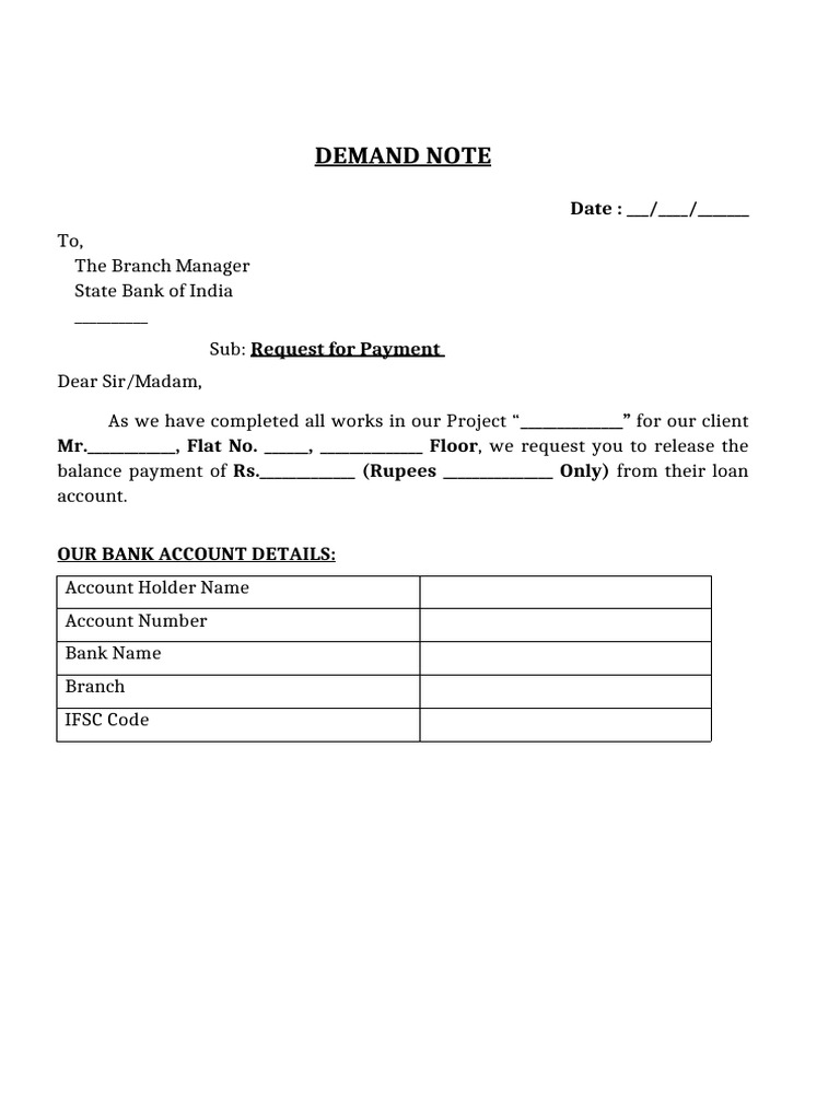 Demand Note - State Bank of India | PDF