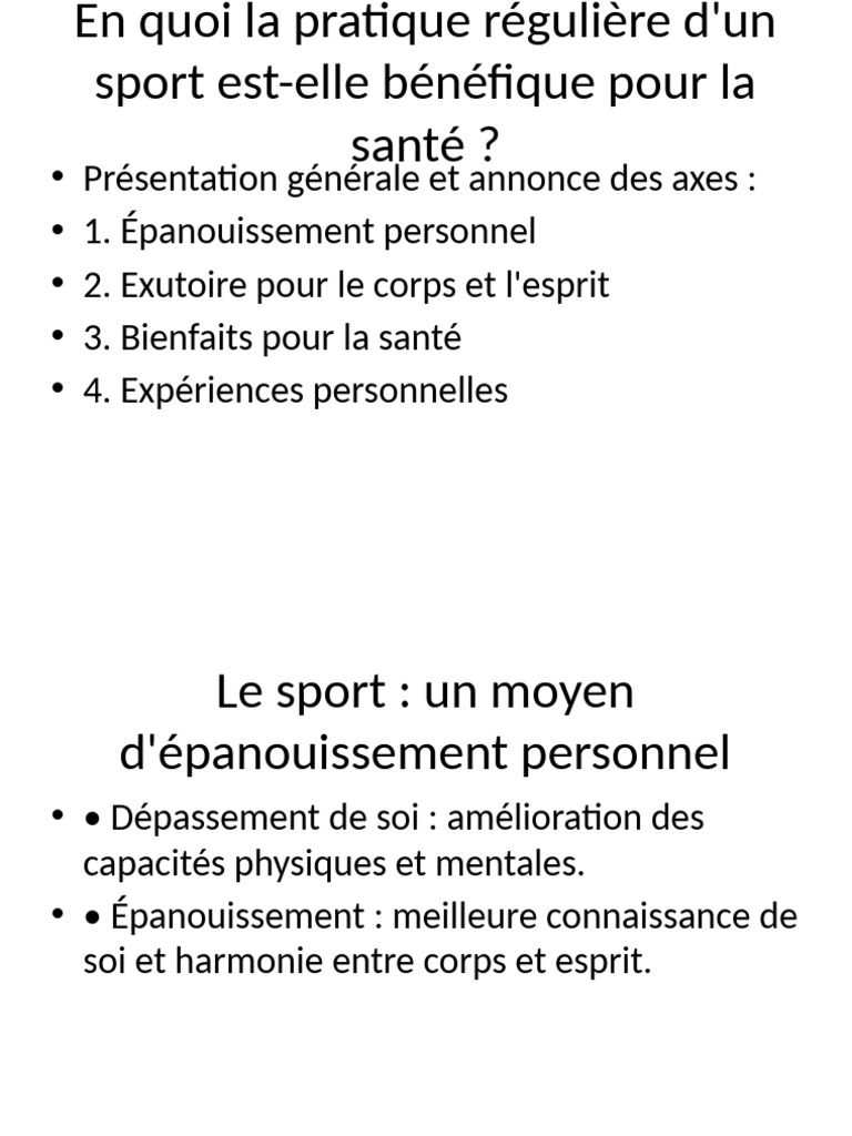 Bienfaits du sport sur corps et esprit | PDF