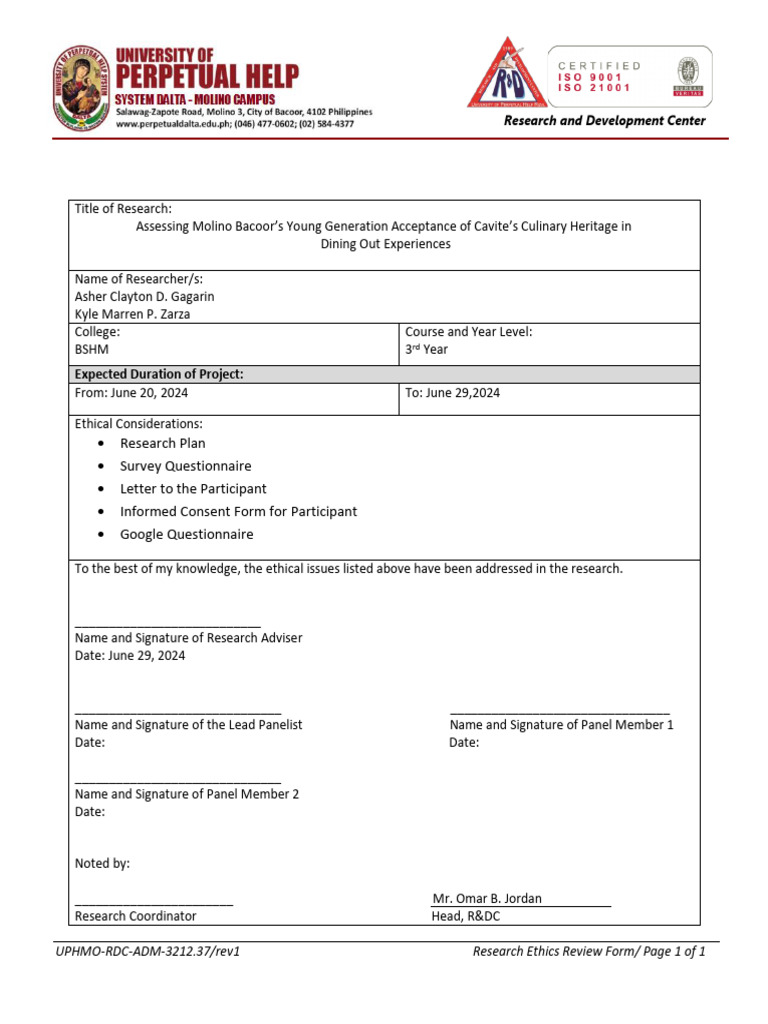 Cavite Culinary Heritage Research Ethics | PDF