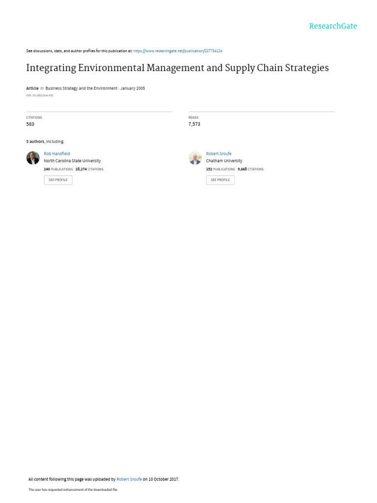Integrating Environmental Management and Supply CH | PDF | Supply Chain ...