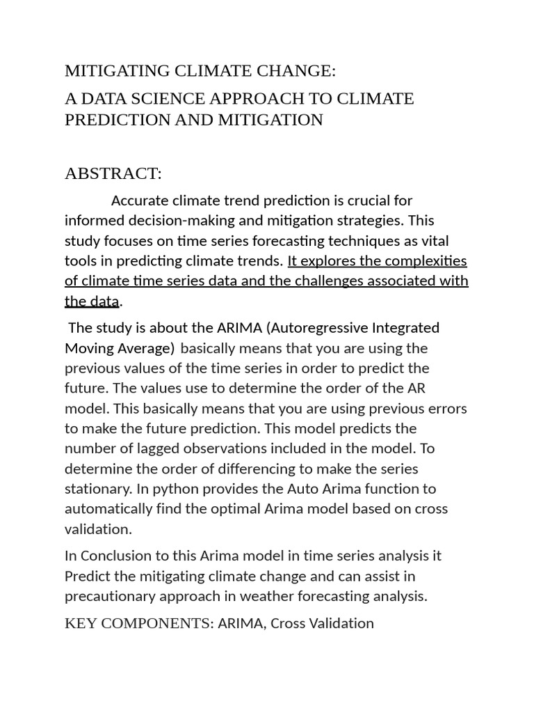 ARIMA for Climate Change Prediction | PDF | Autoregressive Integrated ...