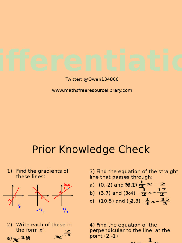 Differentiation and Gradient Calculations | PDF | Derivative | Tangent