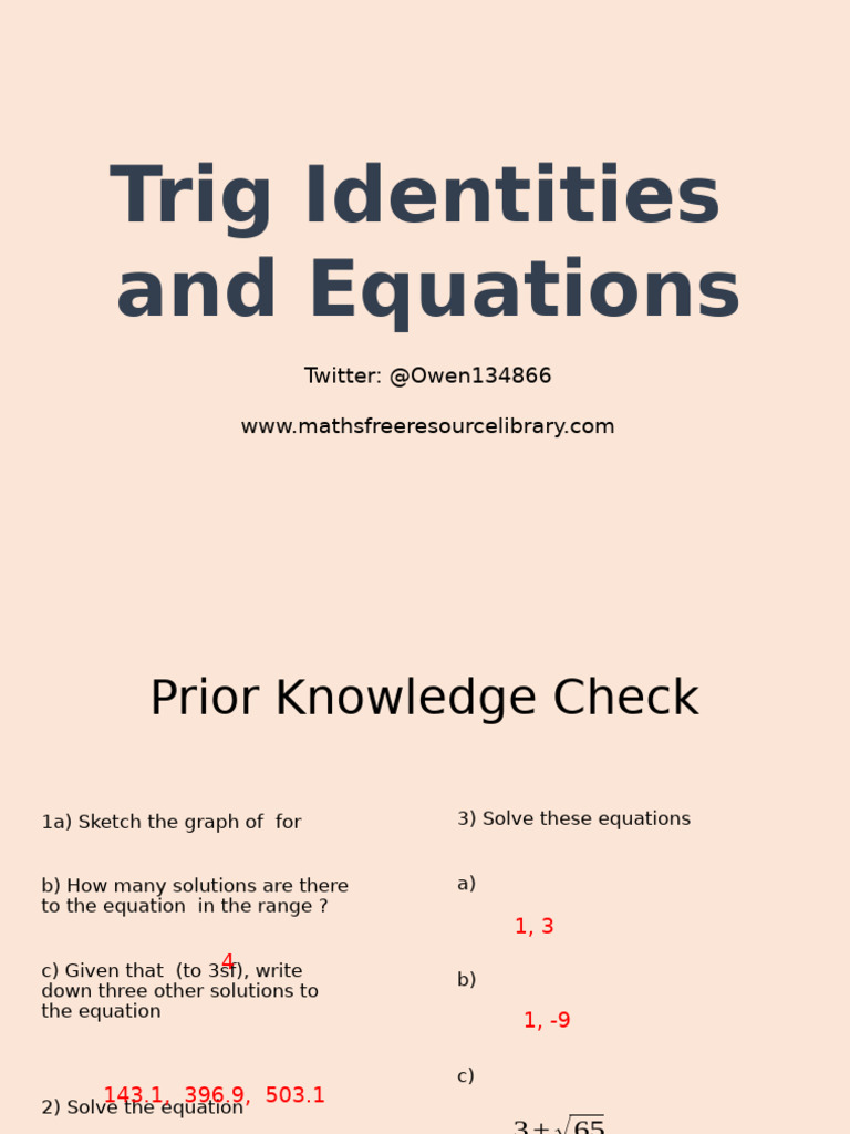Trigonometric Identities and Equations | PDF | Trigonometric Functions ...