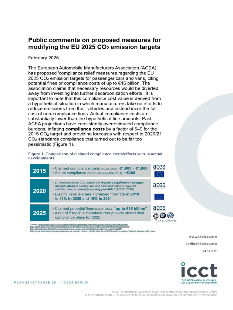 EU 2025 CO2 Targets: ACEA Compliance Relief | PDF | Regulatory ...