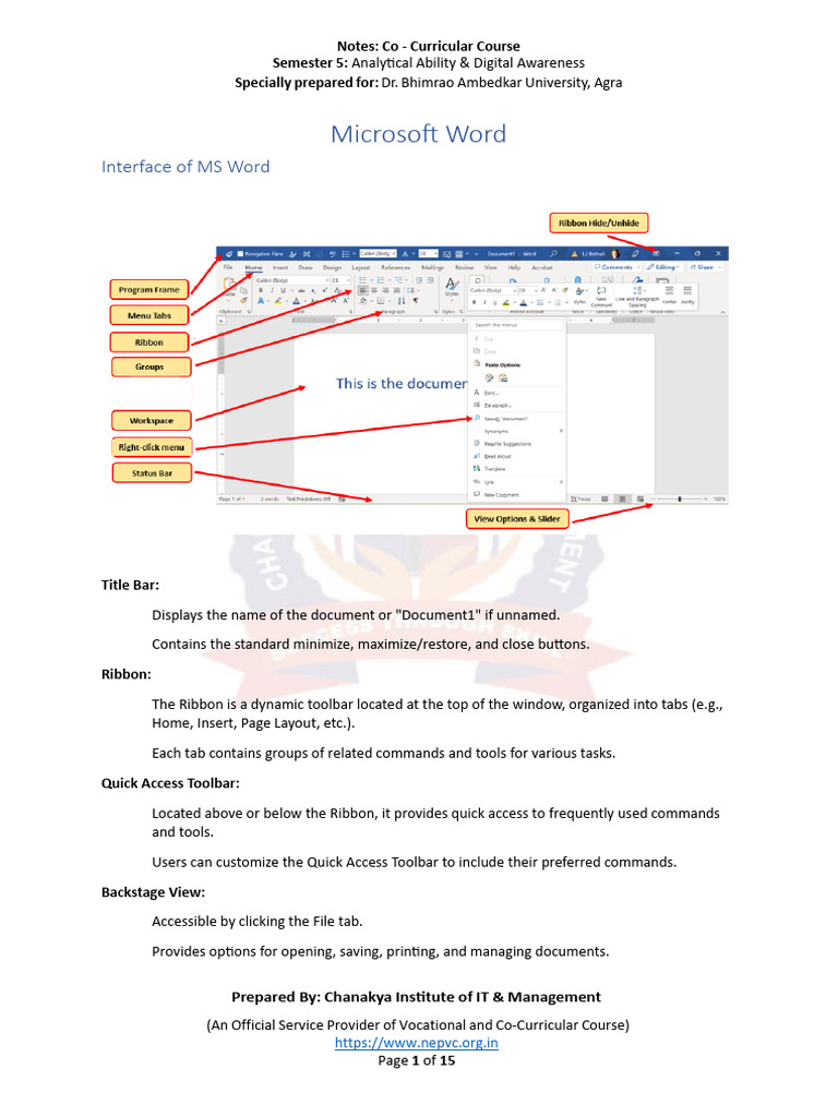 Microsoft Word Notes English | PDF | Window (Computing) | Microsoft Word