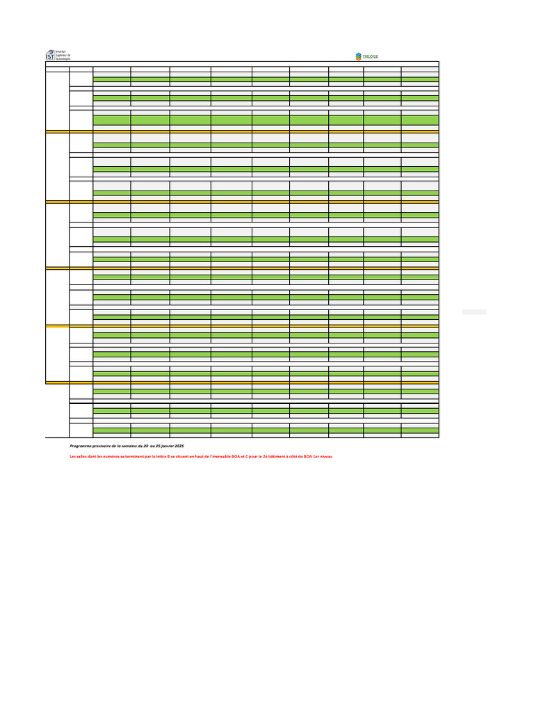 Emploi du temps Licence 1 2025 | PDF | Sciences de la terre