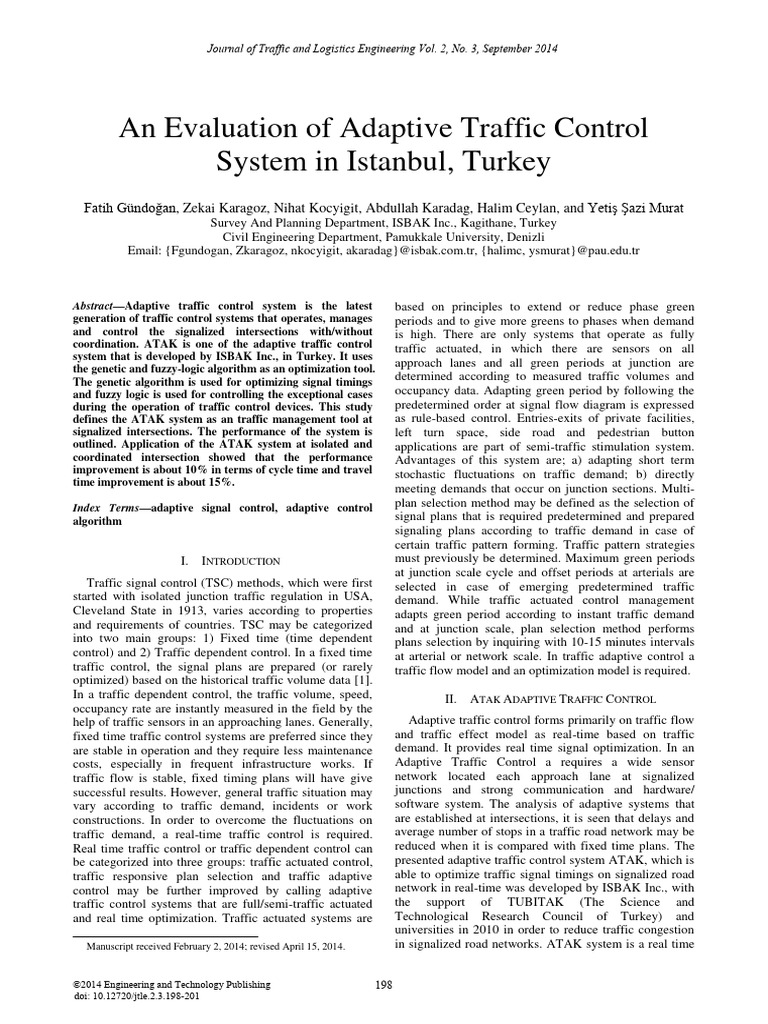 An Evaluation of Adaptive Traffic Contro | PDF | Traffic | Sensor