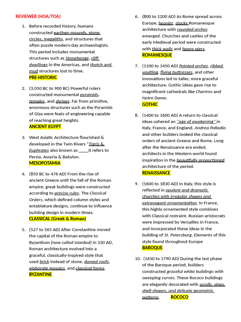 Reviewer (Hoa - Toa) Ica | PDF | Gothic Architecture | Ornament (Art)