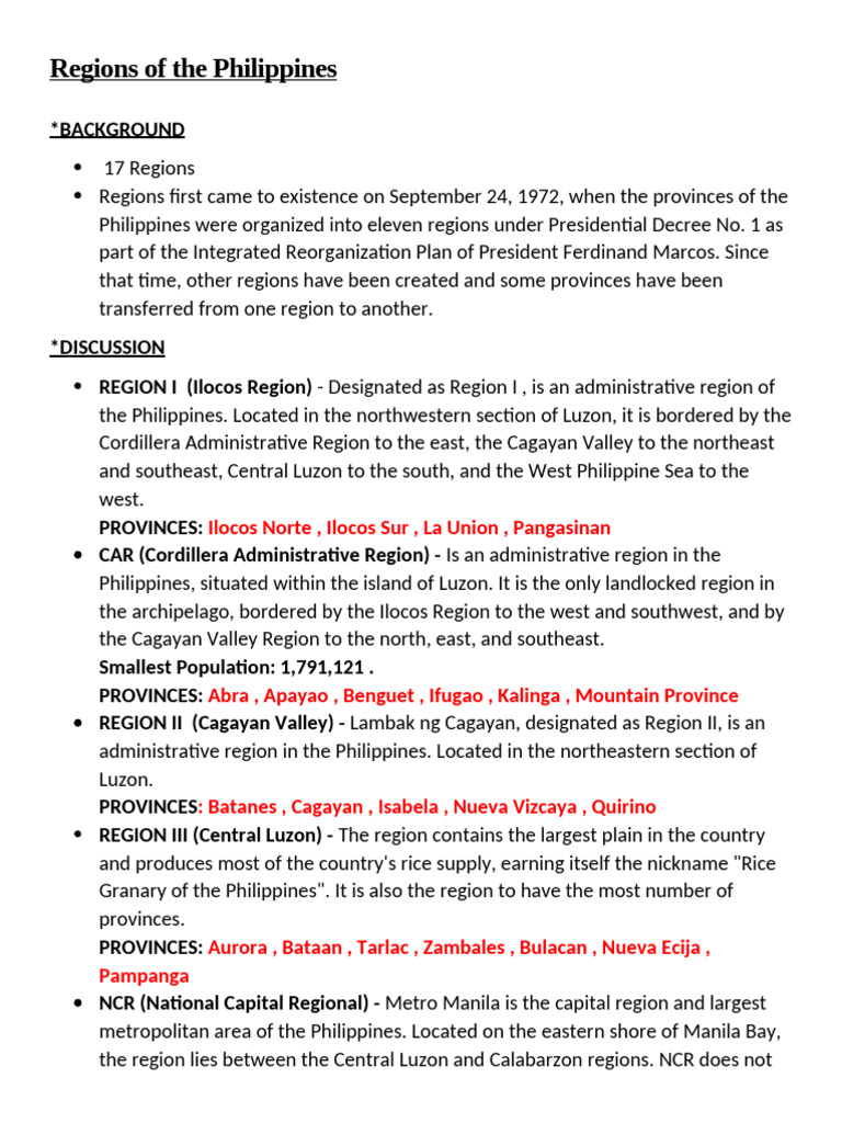 Overview of Philippine Regions | PDF | Mindanao | Philippines