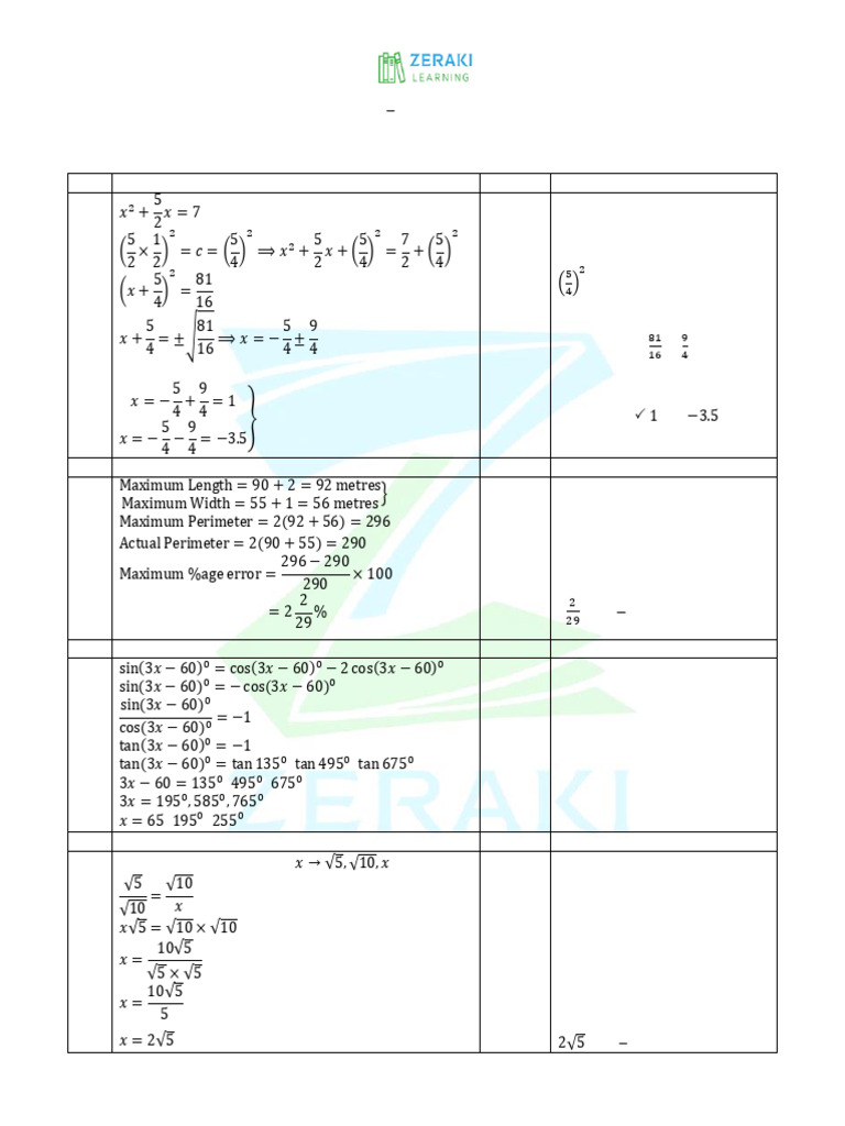 Paper 2 - - Marking Scheme | PDF | Circle | Area