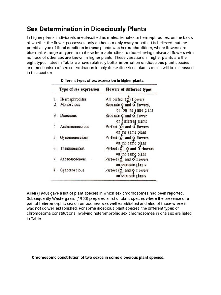 Sex-Determination in Dioeciously Plants | PDF | Sex | Meiosis