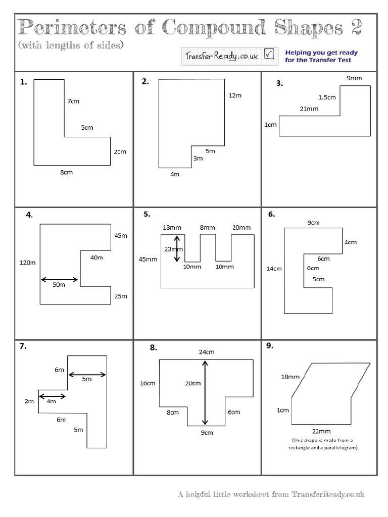 Perimeters of Compund Shapes 2 | PDF