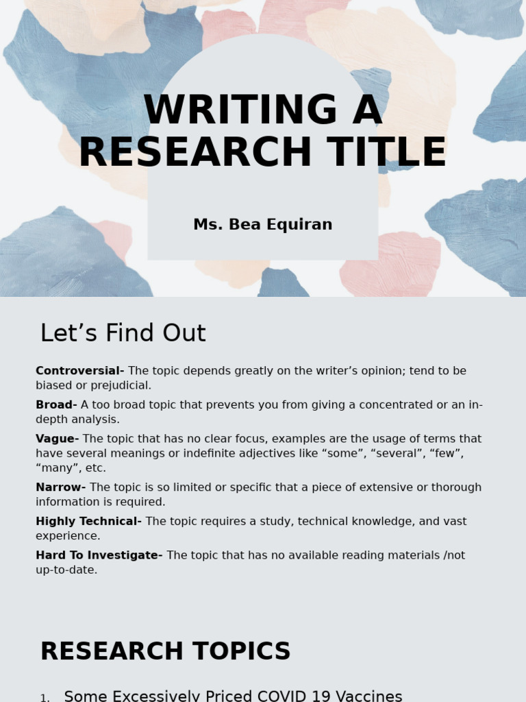 Crafting Effective Research Titles | PDF