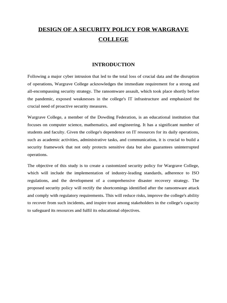 Wargrave College Security Policy Design | PDF | Security | Computer ...