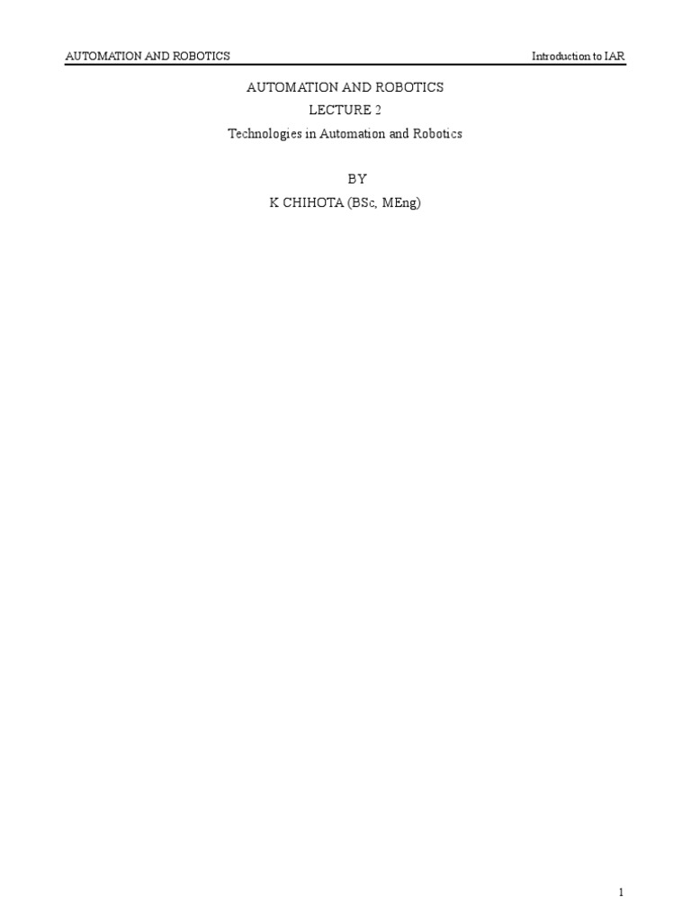 Technologies in Automation & Robotics | PDF | Electric Motor | Actuator