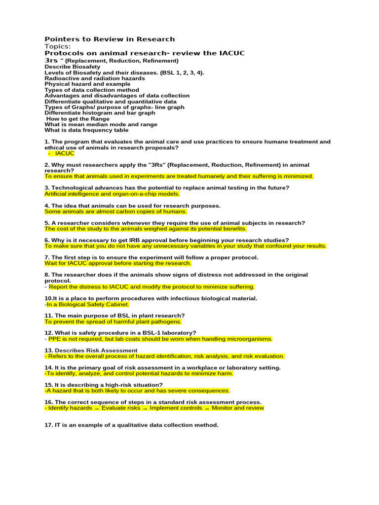 Pointers To Review in Research 3rd QTR | PDF | Risk | Risk Assessment