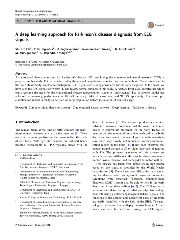 Deep Learning for Parkinson's EEG Diagnosis | PDF | Applied Mathematics ...
