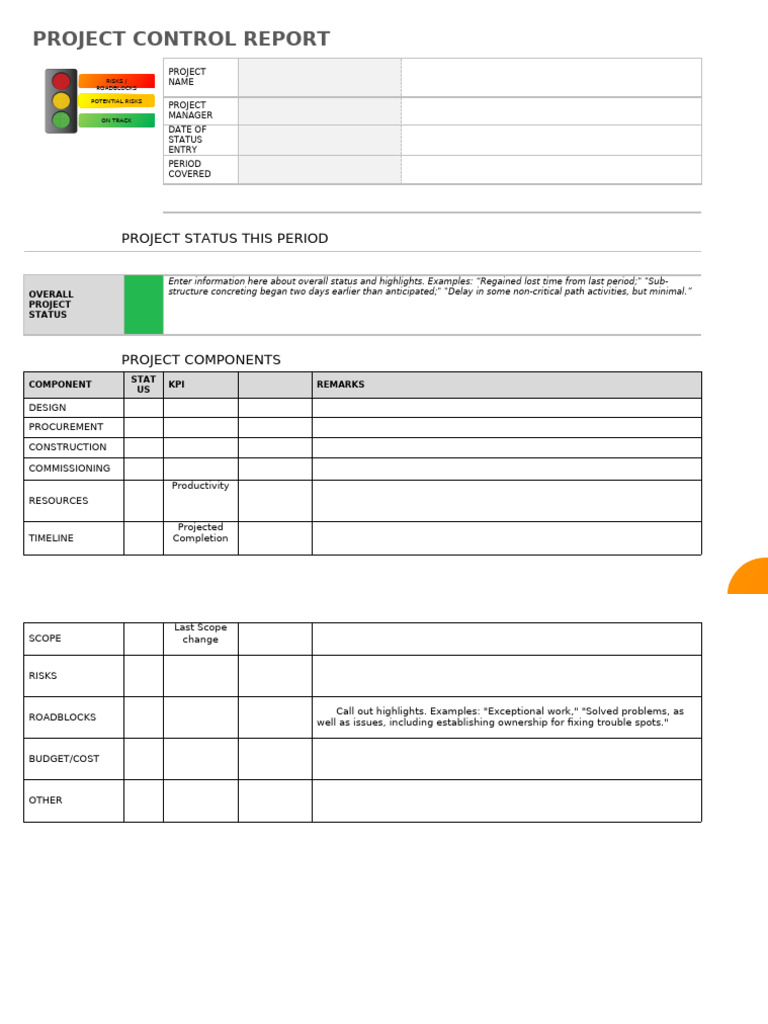 PROJECT CONTROL REPORT TEMPLATE | PDF