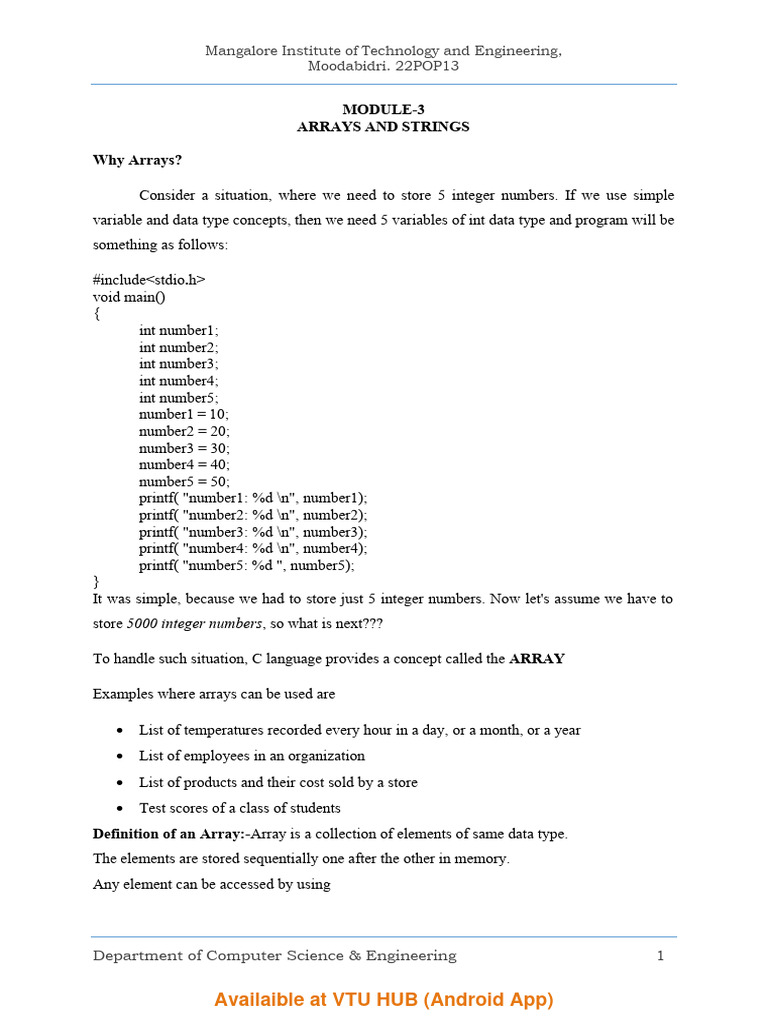Understanding Arrays in C Programming | PDF | Integer (Computer Science ...