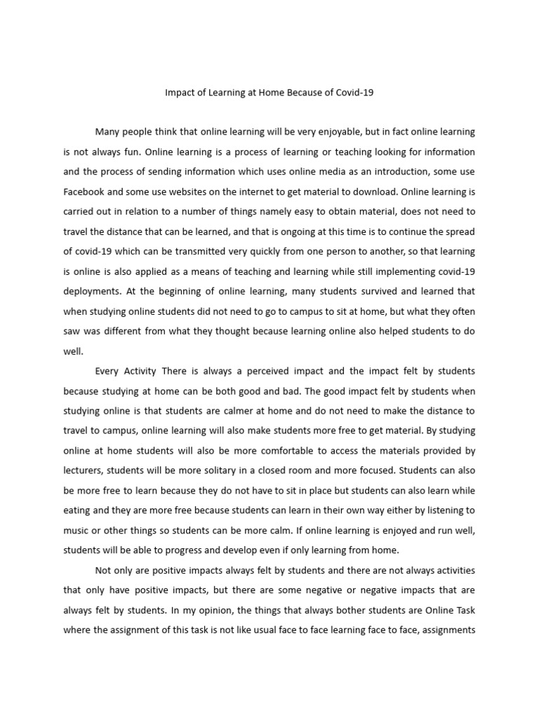 Effects of Home Learning During COVID-19 | PDF | Educational Technology ...