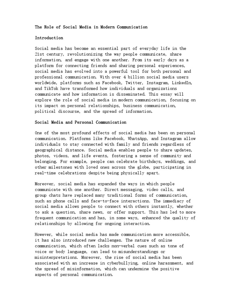 Impact of Social Media on Communication | PDF | Social Media | Popular ...