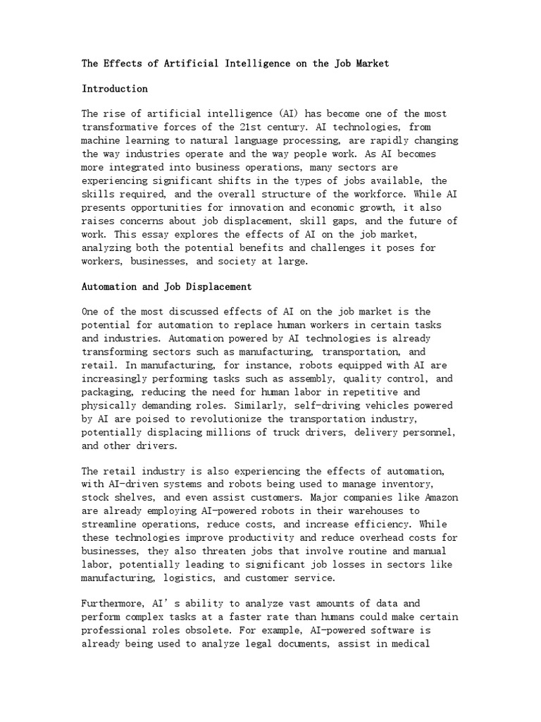 AI's Impact on the Job Market | PDF | Artificial Intelligence ...