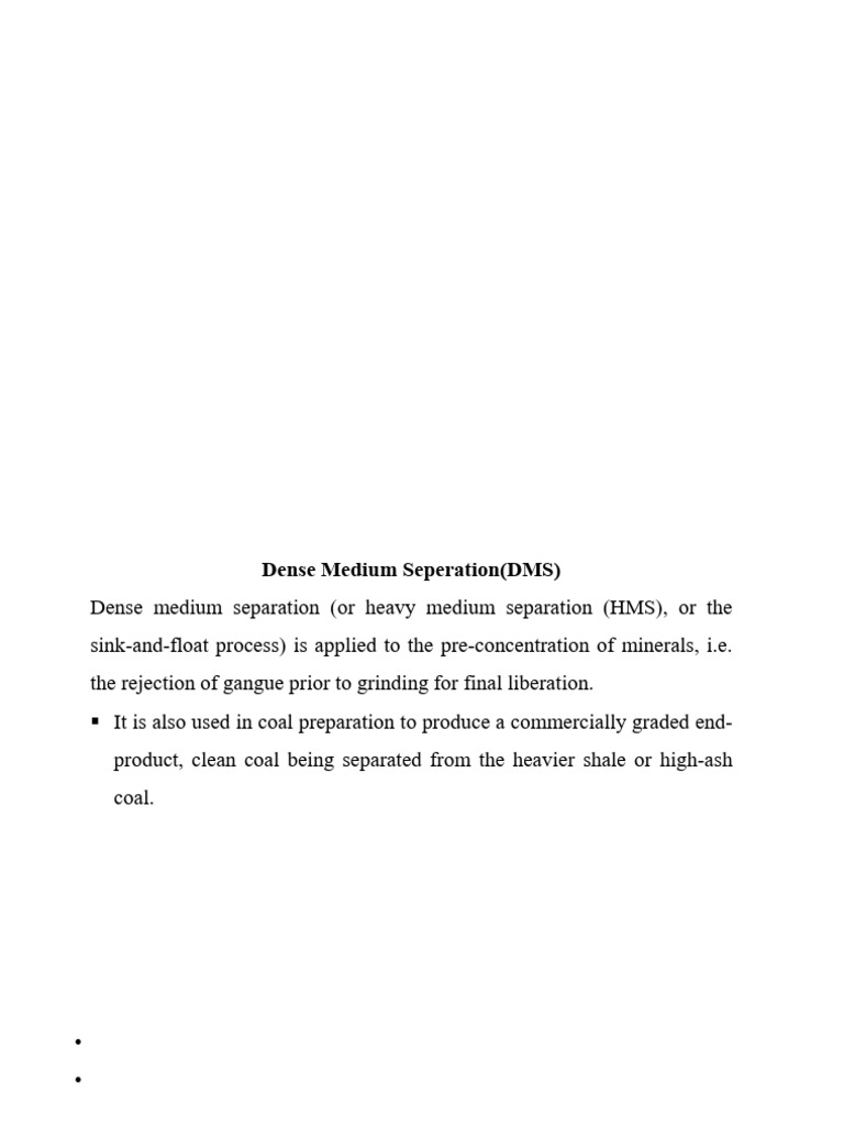 Dense Medium Separation Process Explained | PDF | Density | Suspension ...