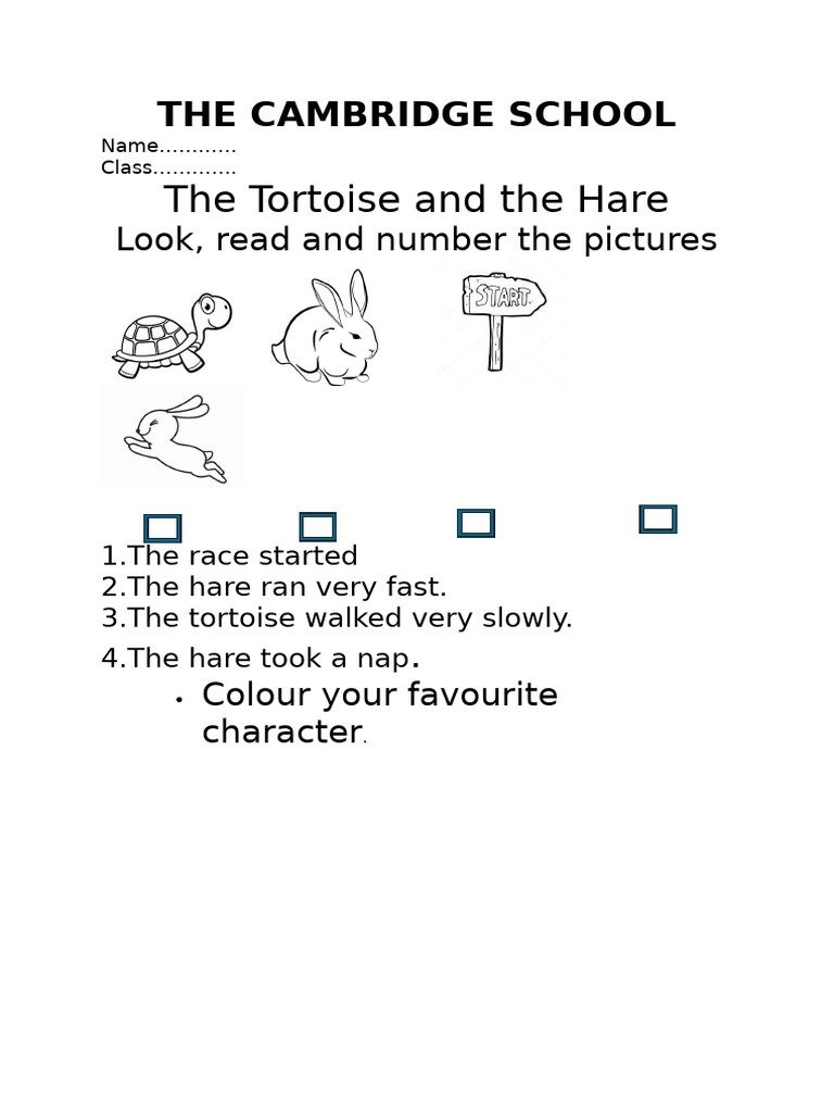 Tortoise and Hare Race Activity Sheet | PDF