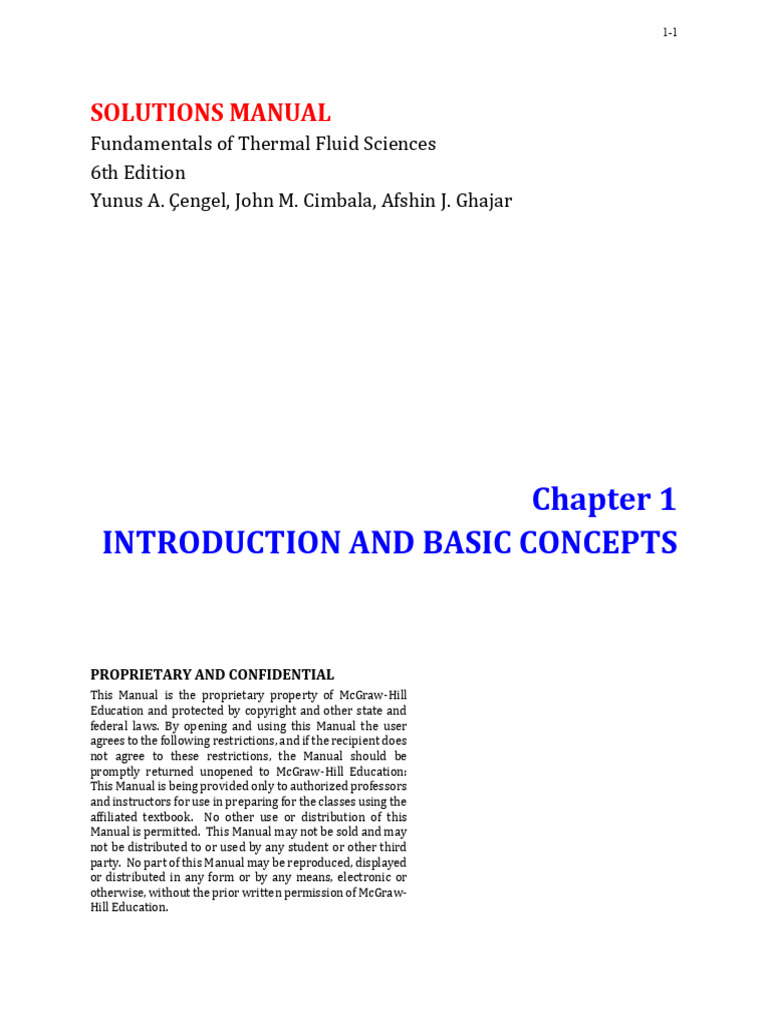 Solutions Manual for Thermal Fluid Sciences | PDF | Force | Heat