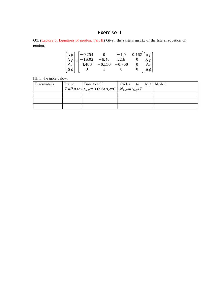 Lateral Motion Control Analysis Exercise | PDF