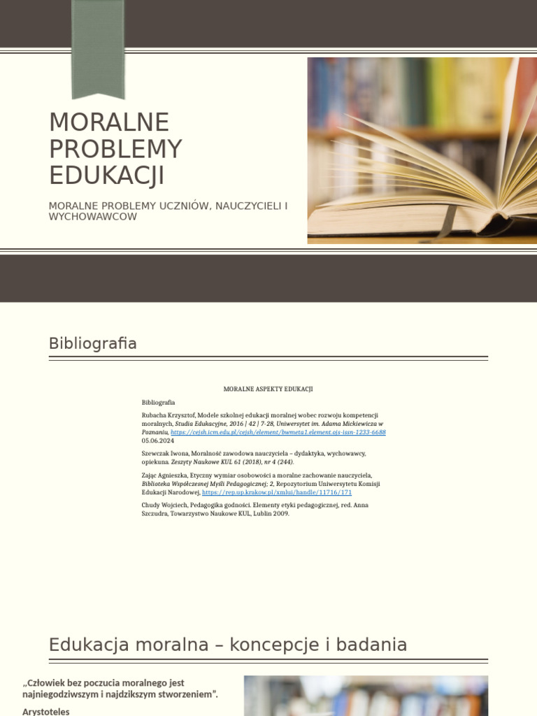 Moralne Problemy Edukacji | PDF