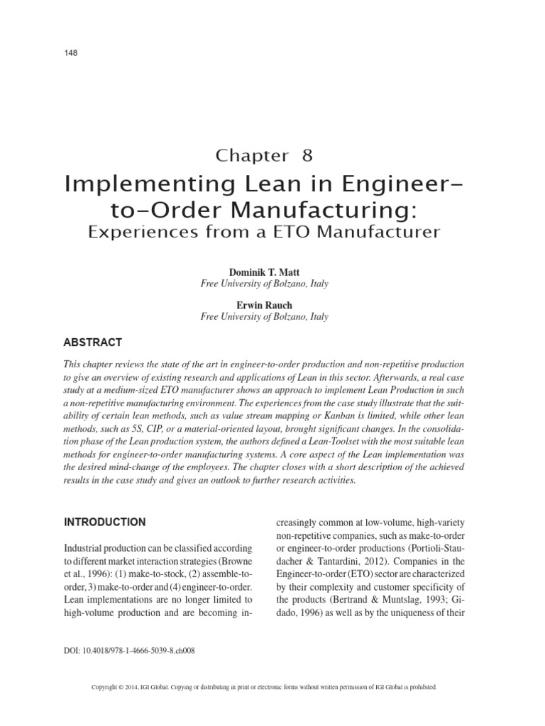 Implementing Lean in Engineer To Order M | PDF | Lean Manufacturing ...