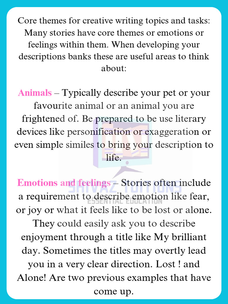 Creative Writing Theme Ideas | PDF | Luck | Narrative