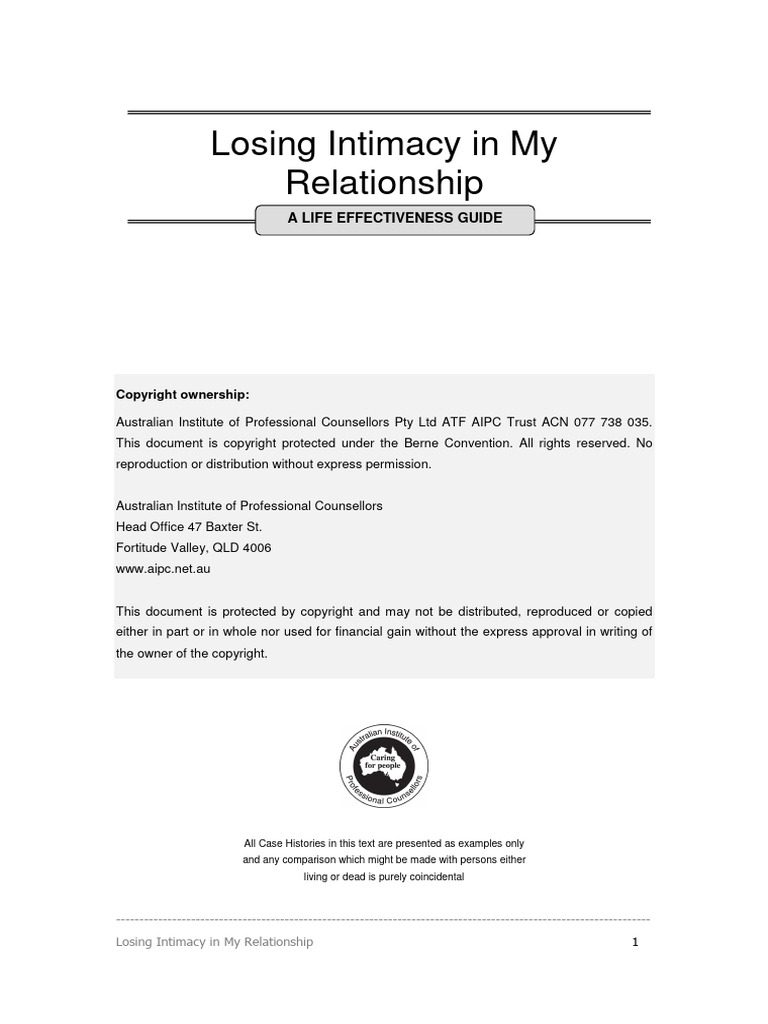 Losing Intimacy in My Relationship | PDF | Intimate Relationships | Fear